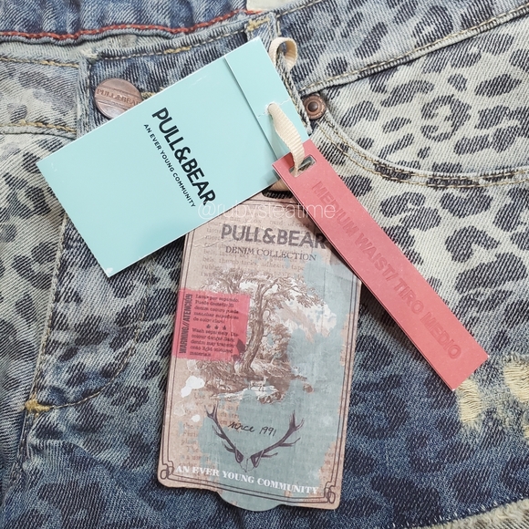 Y2K Era Summer Festival Indigo Ombre Animal Print Destressed Denim & Fray Short - Picture 8 of 9